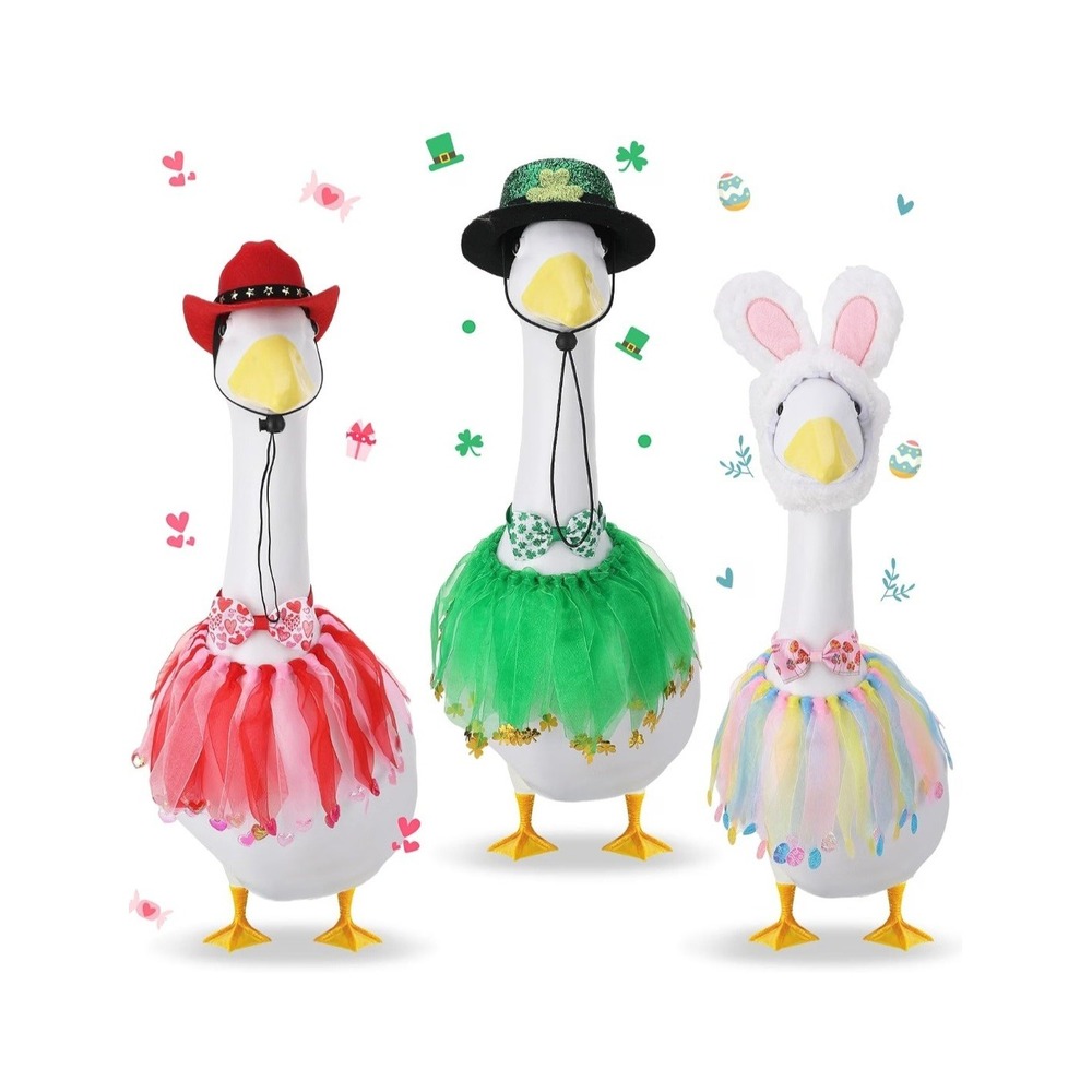 3/8 Set Holiday Goose Outfit 23"/17" Porch Goose Clothes Costume Easter, Spring